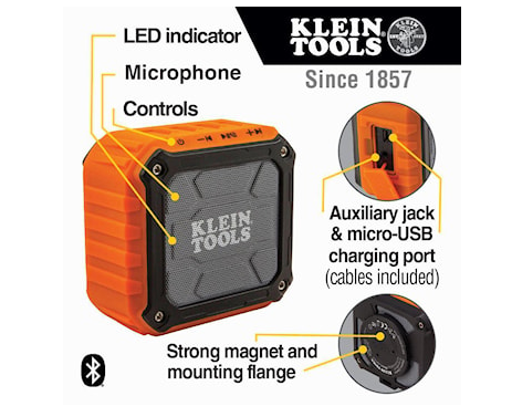 Klein Tools AEPJS1 Jobsite Speaker 3-7/8 in L x 2-1/8 in W x 3-1/2 in H