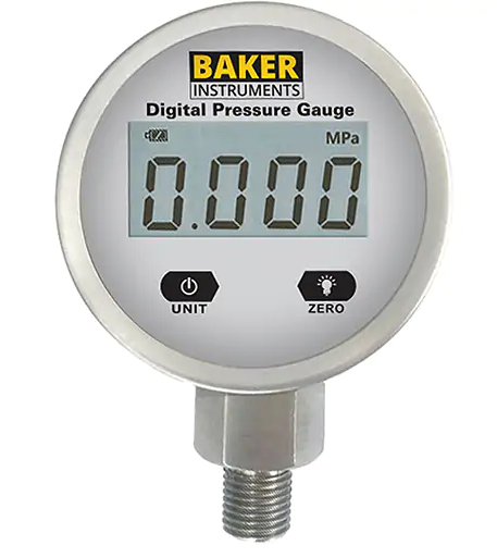 Baker B5000 Series Pressure Gauge, 2-1/2", 0 - 100 psi/0-690 kPa, Bottom Mount, Digital