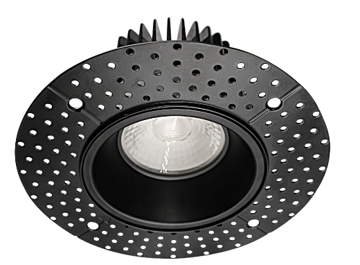 4'' Trimless LED Downlight, 15 watts, Triac Dimming, 1000 lms, 5 CCT Switchable, 120V, Wet Location, Round, Black