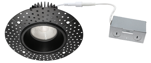4'' Trimless LED Downlight, 15 watts, Triac Dimming, 1000 lms, 5 CCT Switchable, 120V, Wet Location, Round, Black