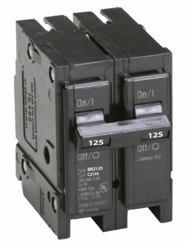 Eaton BR2125 125 Amp Circuit Breaker Plug-In, 125 Amp, 2 Pole, 240 Volt