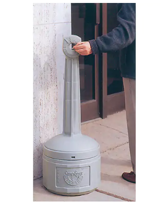 Justrite 26800 Smoker’s Cease-Fire® Cigarette Butt Receptacle, Free-Standing, Plastic, 4 US gal. Capacity, 38-1/2" Height