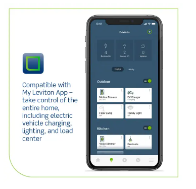 Leviton EV32W Electric Vehicle EV Charger 32A Level 2, RFID, WiFi Connected