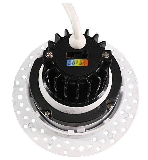 2'' Trimless LED Gimbal, 8W, Triac Dimming, 600L, 5 CCT Switchable, 120V, Wet Location, Round, White