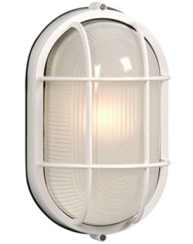 Galaxy Lighting 305013 WHT Cast Aluminum Marine Light With Guard, White w/ Frosted Glass
