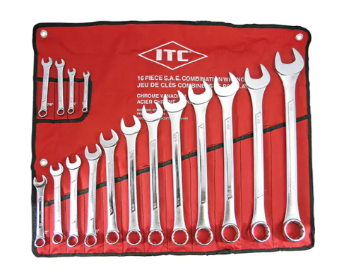 Jet Equipment 020215 ITC® Professional Raised Panel Wrench Set, Combination, 16 Pieces, Imperial