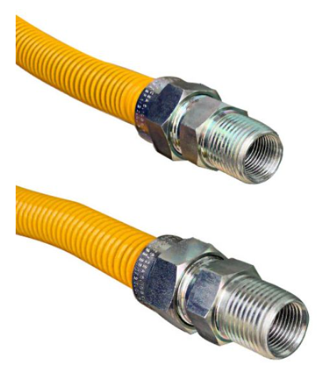 Jones Stephens G71122C 5/8 in. OD (1/2 in. ID) x 24 in. Corrugated Stainless Steel Gas Connector With 1/2 in. x 1/2 in. MPT x MPT Fitting, Yellow Coated