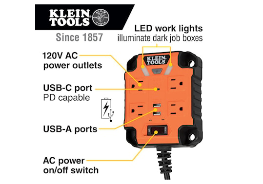 Klein Tools 29601 Powerbox Magnetic Power Strip LED