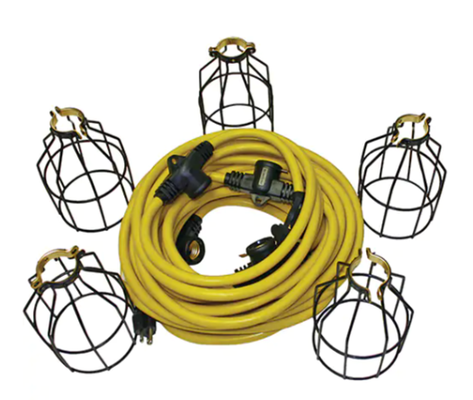 Lind Equipment LED String Lights With Connector, 5 Lights, 50' L, Metal Housing