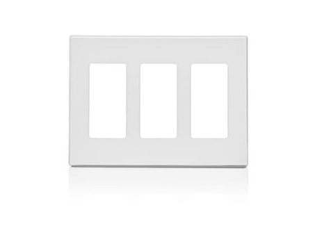 Leviton 80311-SW Decora Plus Decorator Wallplate 3 Gangs White 4.61 in Lx 161.9 mm W