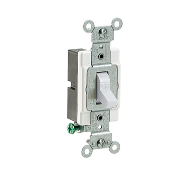Leviton CS120-2W 20 Amp, 120/277 Volt, Toggle Single-pole AC Quiet Switch, Commercial Spec Grade, Grounding, Side Wired, White
