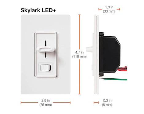 Lutron SCL-153P-WH Skylark Dimmer Switch 120 VAC, 150 W LED/CFL Or 600W Incandescent/Halogen White/Enamel Painted, Gloss