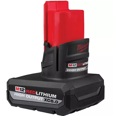 Milwaukee 48-11-2450 M12 Redlithium High Output XC5.0 Battery Pack, Lithium-Ion, 12 V, 5 Ah