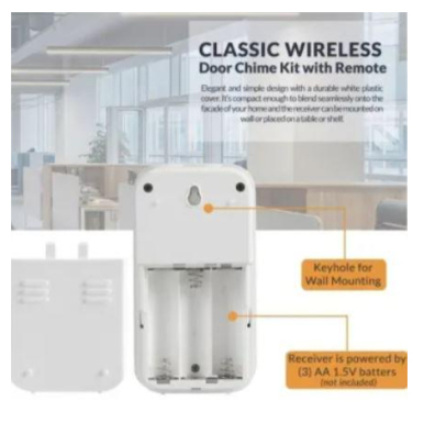 Newhouse Hardware WCMB Wireless Door Chime With Push Button, 300 Feet Operating Range, White