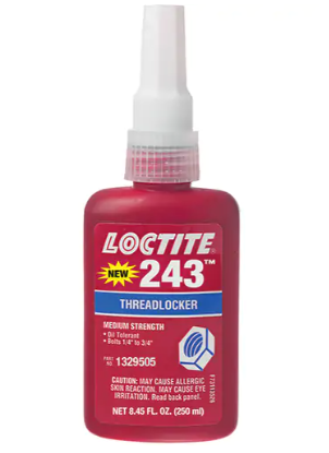 Loctite 1329505 Threadlocker 243 Oil Tolerant, Blue, Medium, 250 ml, Bottle