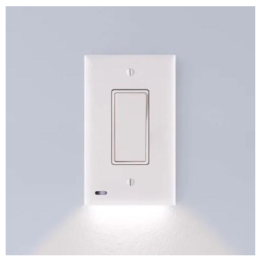 SnapPower S1SW-KWH-SP21-2 SwitchLight Single-Gang Rocker Switch With Night Light Sensor Wall Plate, White