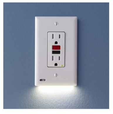 SnapPower O1GL-FWH-SP21 GuideLight®2PLUS Single-Gang GFCI With Night Light Sensor, Manual Switch Wall Plate, White