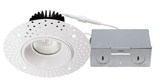 4'' Trimless LED Downlight, 15 watts, Triac Dimming, 1000 lms, 5 CCT Switchable, 120V, Wet Location, Round, White
