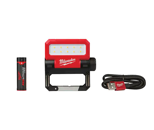 Milwaukee 2114-21 USB Rover™ Pivoting Flood Light, LED, 550 Lumens, Rechargeable Batteries