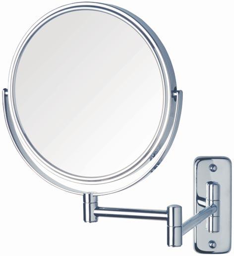 Jerdon® 8" Wall Mount Mirror, 360° Swivel Mirror, Double Arms Adjust To All Angles, Includes Mounting Hardware, Chrome Finish