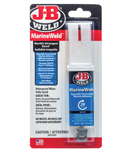 J-B Weld 50172CAN MarineWeld Adhesive, 25 ml, Syringe, Two-Part, White (Minimum Order: 6)