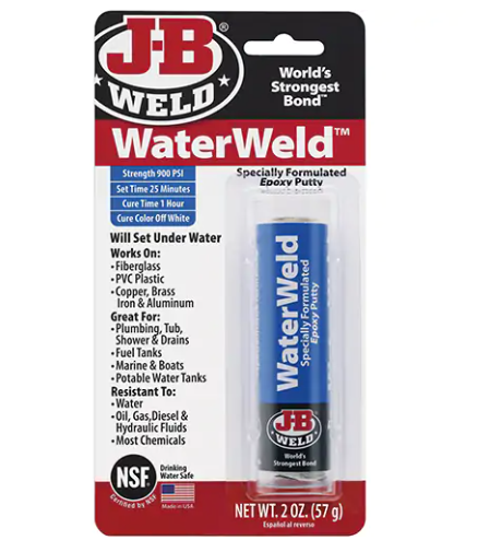 J-B Weld 8277CAN WaterWeld Epoxy, 2 oz., Stick, Off-White (Minimum Order: 6)