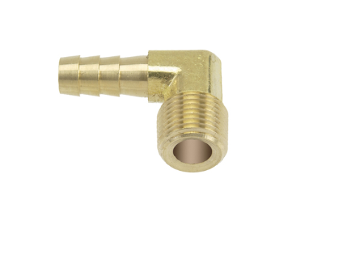 1/4" 90° Brass Hose Barb With 3/8" Male Pipe (NPT) Thread