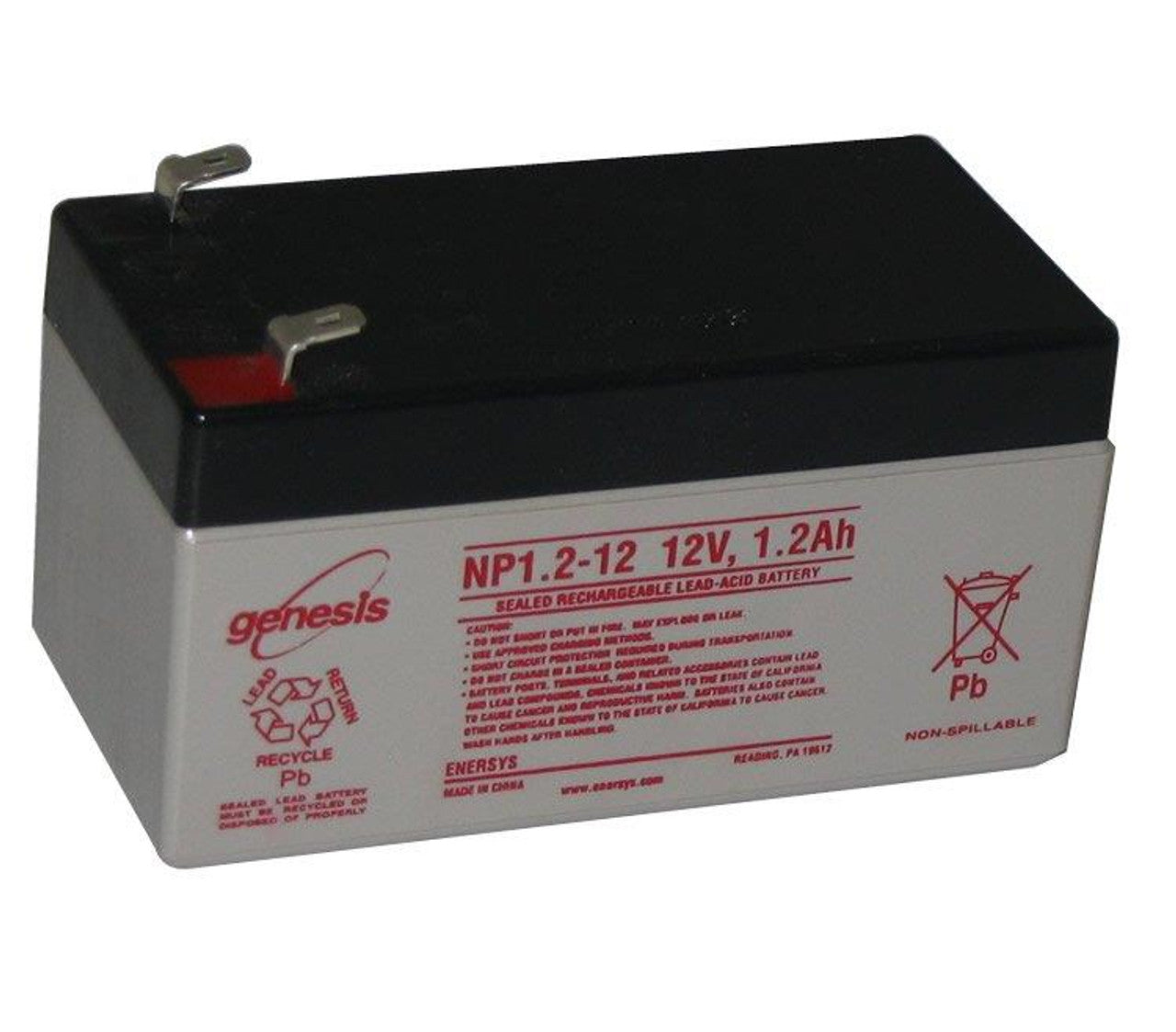 EnerSys NP1.2-12 12V 1.2Ah Sealed Rechargeable Lead-Acid Battery