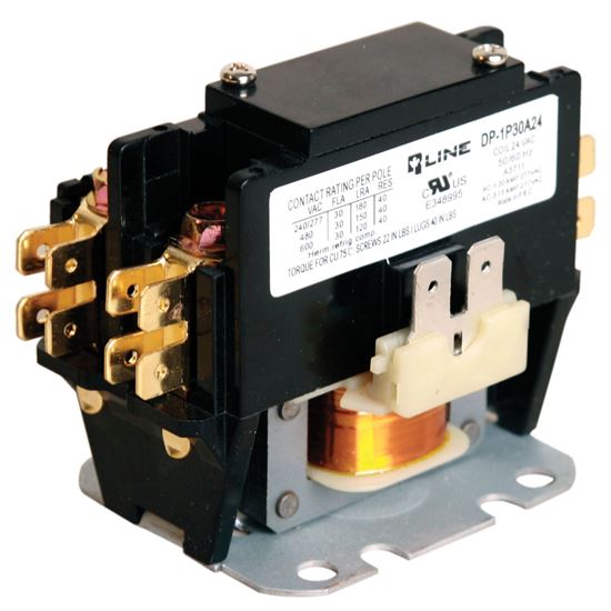 Rotom DP-1P30A24 1-Pole Definite Purpose Magnetic Contactor With Shunt, 24 VAC Coil, 30A