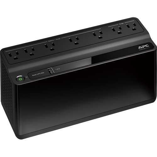 APC BE600M1 Back-UPS, 600VA, 120V, One USB Charging Port, Seven NEMA Outlets (Two Surge)