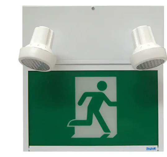 Beghelli Running Man Exit Sign, LED, Battery Operated/Hardwired, 12" L x 12 1/2" W, Pictogram