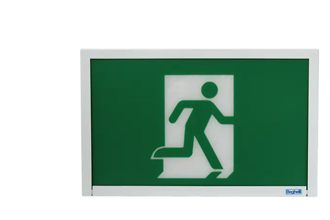 Beghelli Running Man Exit Sign, LED, Hardwired, 12" L x 7 1/2" W, Pictogram