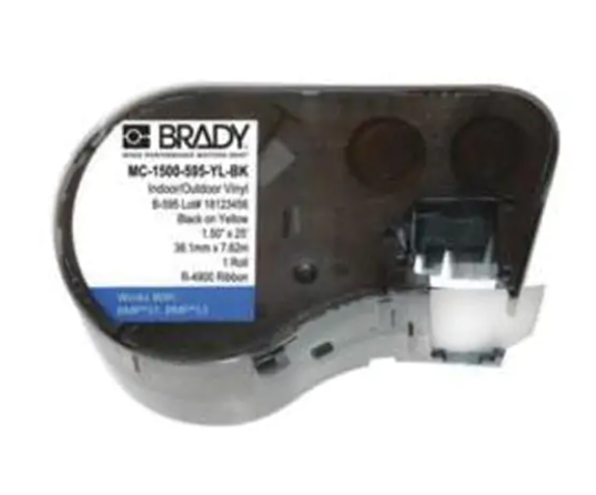 Brady MC-1500-595-YL-BK Printer Tape, Vinyl, Black On Yellow, 1.5" Width