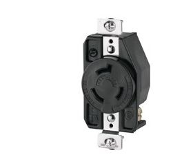 Cooper Wiring Devices CWL820R Hart-Lock Industrial Receptacle, 20A 480V, NEMA L8-20, 2-Pole, 3-Wire Grounding