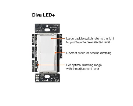 Lutron DVCL153PHWHC Diva Dimmer 600W Incandescent Or 150W LED White 120V