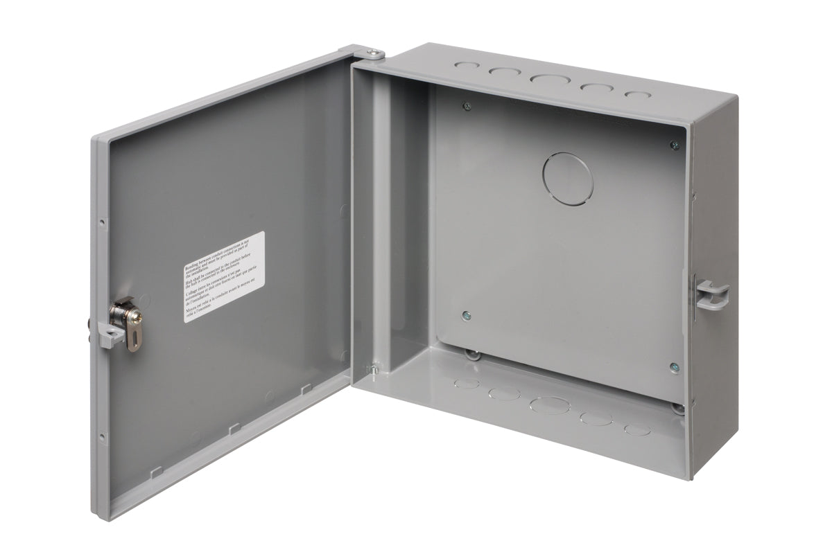 Arlington EB1212BP Heavy-Duty Non-Metallic Enclosure Box with Removable Back Plate, 12 x 12 x 4, NEMA3R. Gray