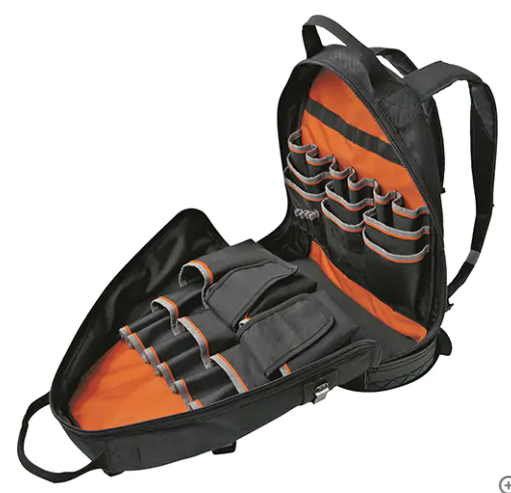 Klein Tools 55421BP-14 Tradesman Pro™ Electrician's Backpack Organizer, 14" L x 7" W, Black, Ballistic