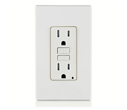 Leviton GFTR1-W Tamper-Resistant, Surge Protection, 2-Outlet, 1-Unit GFCI Duplex Receptacle With Function Lighting 15 A, White