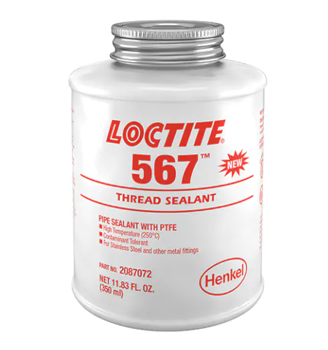 Loctite 2087072 567 High Temperature Thread Sealant, Brush Top Bottle, 350 ml, -53.88° C - 204° C/-65° F - 400° F