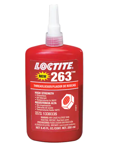 Loctite 1330335 Threadlocker 263 Rapid Cure, Red, High, 250 ml, Bottle