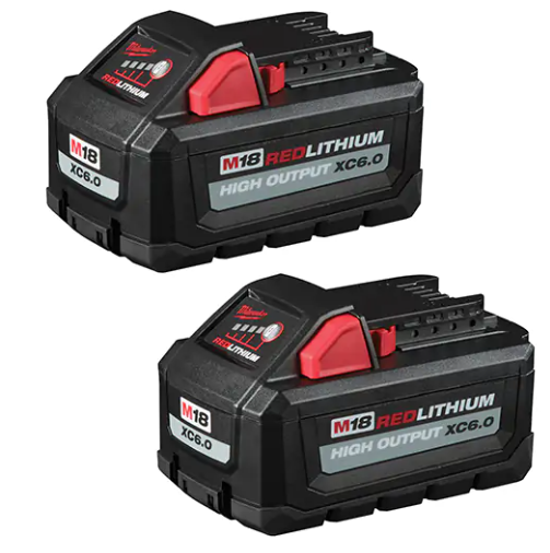 Milwaukee 48-11-1862 Redlithium™ High Output™ XC6.0 Battery Packs, Lithium-Ion, 18 V, 6 Ah (2 Pack)