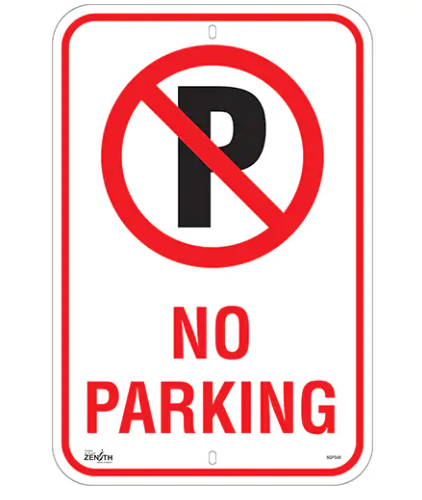 "No Parking" Sign, 18" x 12", Aluminum, English With Pictogram (Minimum Order: 2)