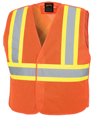 Pioneer Zippered Safety Vest, High Visibility Orange, Large/X-Large, Polyester, CSA Z96 Class 2 - Level 2 (Minimum Order: 10)