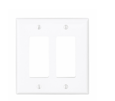 Cooper Wiring Devices PJ262W Mid-Size Wallplate 2-Gang Polycarbonate White Decorator
