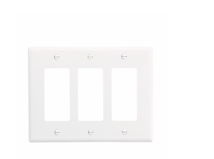 Cooper Wiring Devices PJ263W Mid-Size Wallplate 3-Gang Polycarbonate White Decorator