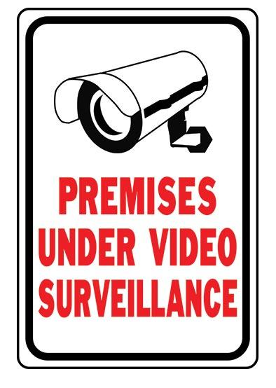 18 x 12" Aluminum "Premises Under Video Surveillance" Sign, Weather Resistant, Predrilled Holes For Mounting