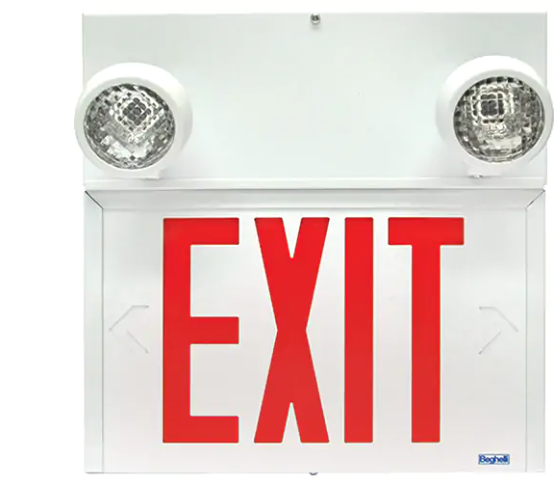 Beghelli Stella Combination Signs - Exit, LED, Hardwired, 12-1/8" L x 12-1/2" W, English