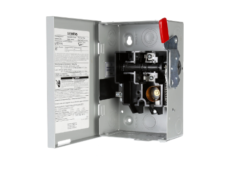 Siemens LFC111N Safety Switch Light Duty, Fusible, Enclosed, Single Throw Safety Switch 30 A, 120 V, 1 P, Steel NEMA 1