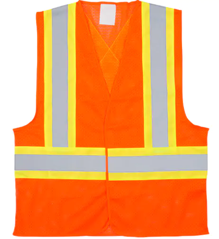 Traffic Safety Vest, High Visibility Orange, Large, Polyester, CSA Z96 Class 2 - Level 2 (Minimum Order: 10)