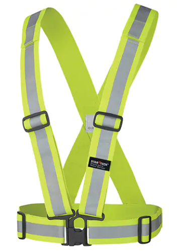Elastic Safety Harness, High Visibility Lime-Yellow, Silver Reflective Colour, One Size (Min Ord: 4)